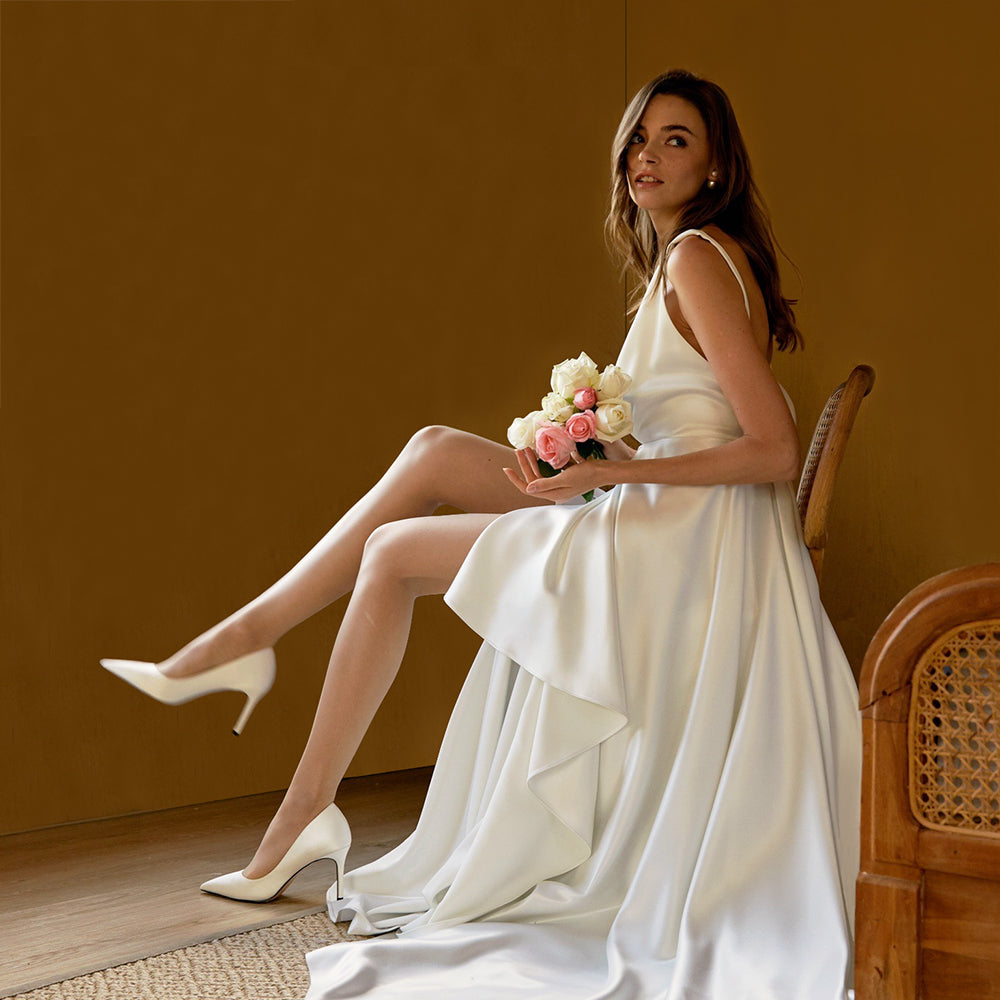 woman wearing a white wedding gown